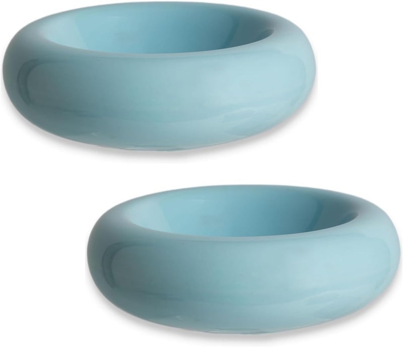 KTLECL 6.1 Inch Cat Bowls, 7 oz Ceramic Cat Food Bowl, Whisker Fatigue Relief Bowl, Anti-Vomiting, Protect Spine, Perfect for Indoor Cats(2pc Blue) - Image 1
